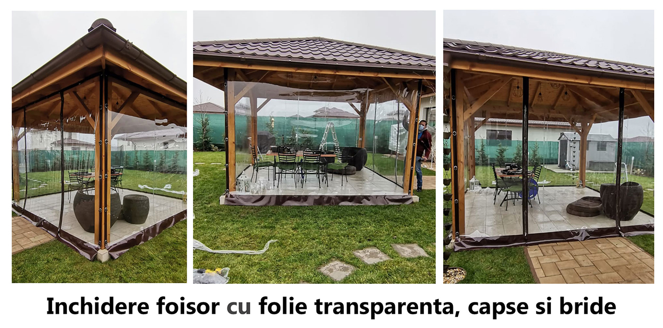 Inchidere foisor cu folie transparenta, bride si capse