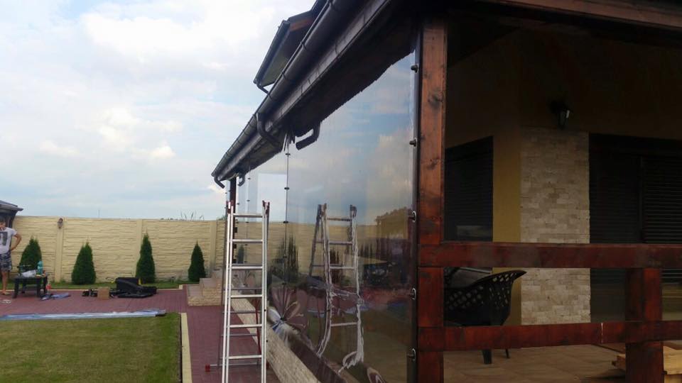 Inchidere terasa cu folie transparenta , prindere cu capse si bride Bucuresti