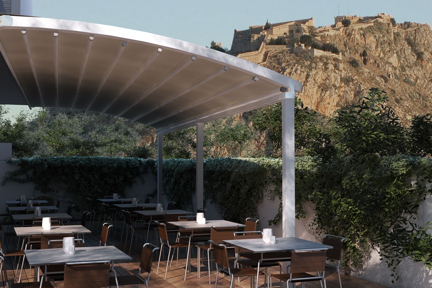 Pergola retractabila terasa 2