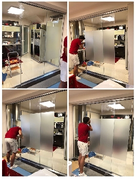 Separare bucatarie de livingcu sticla securizata glisanta